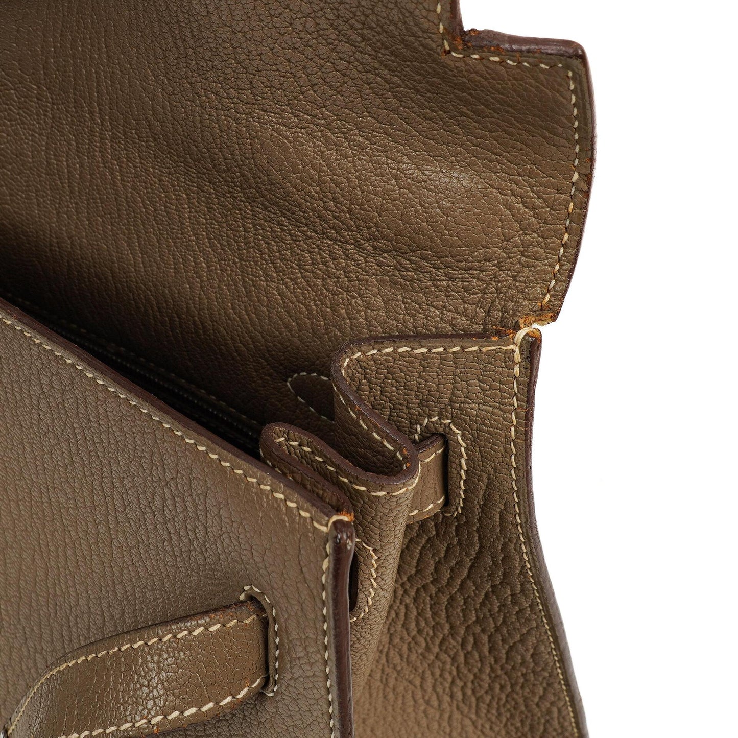 Hermes Kelly 32 Sellier Étoupe Ziegenleder Mysore Palladium Beschläge, 2006