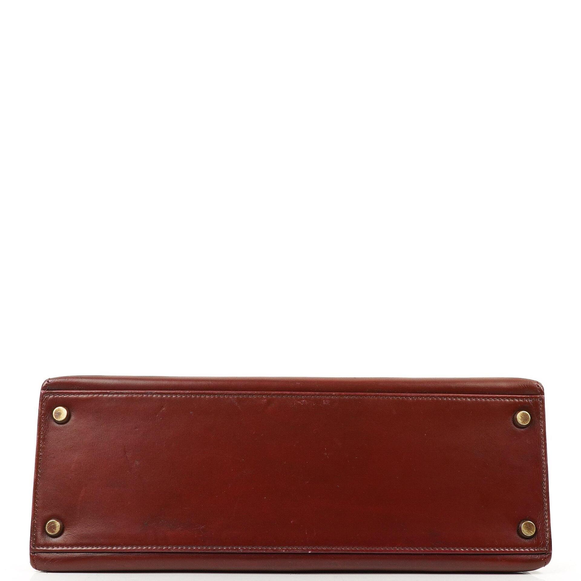 Hermès Kelly 32 Sellier Rouge H Box Kalbsleder Gold Hardware, 1983