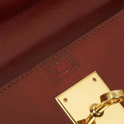 Hermès Kelly 32 Sellier Rouge H Box Kalbsleder Gold Hardware, 1983