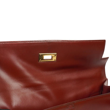 Hermès Kelly 32 Sellier Rouge H Box Kalbsleder Gold Hardware, 1983
