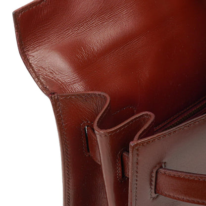 Hermès Kelly 32 Sellier Rouge H Box Kalbsleder Gold Hardware, 1983