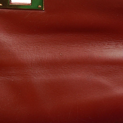 Hermès Kelly 32 Sellier Rouge H Box Kalbsleder Gold Hardware, 1983