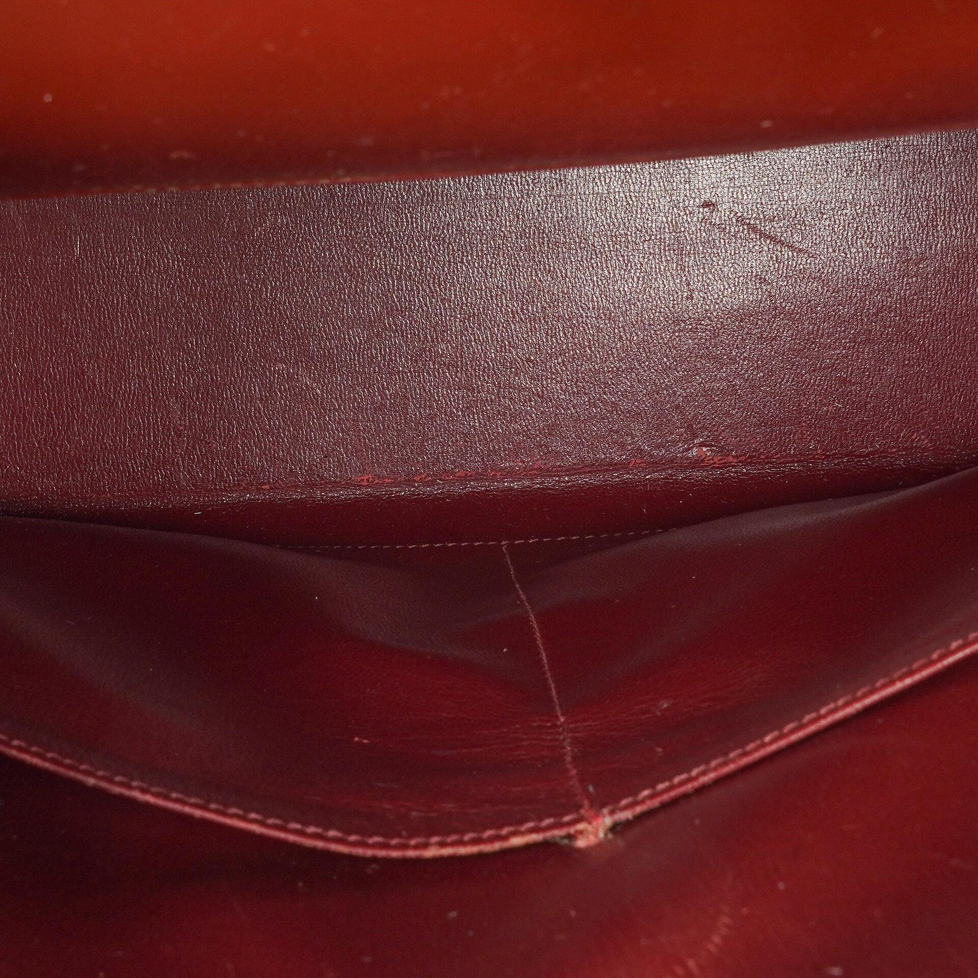 Hermès Kelly 32 Sellier Rouge H Box Kalbsleder Gold Hardware, 1983