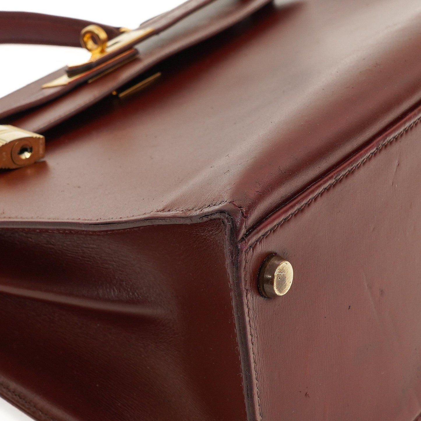 Hermès Kelly 32 Sellier Rouge H Box Kalbsleder Gold Hardware, 1983