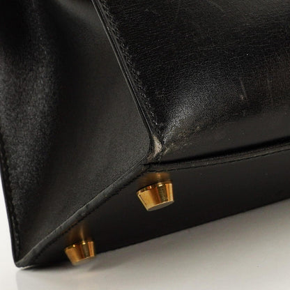 Hermès Kelly 32 Sellier Vintage aus schwarzem Boxkalbsleder mit Goldbeschlägen, 2003