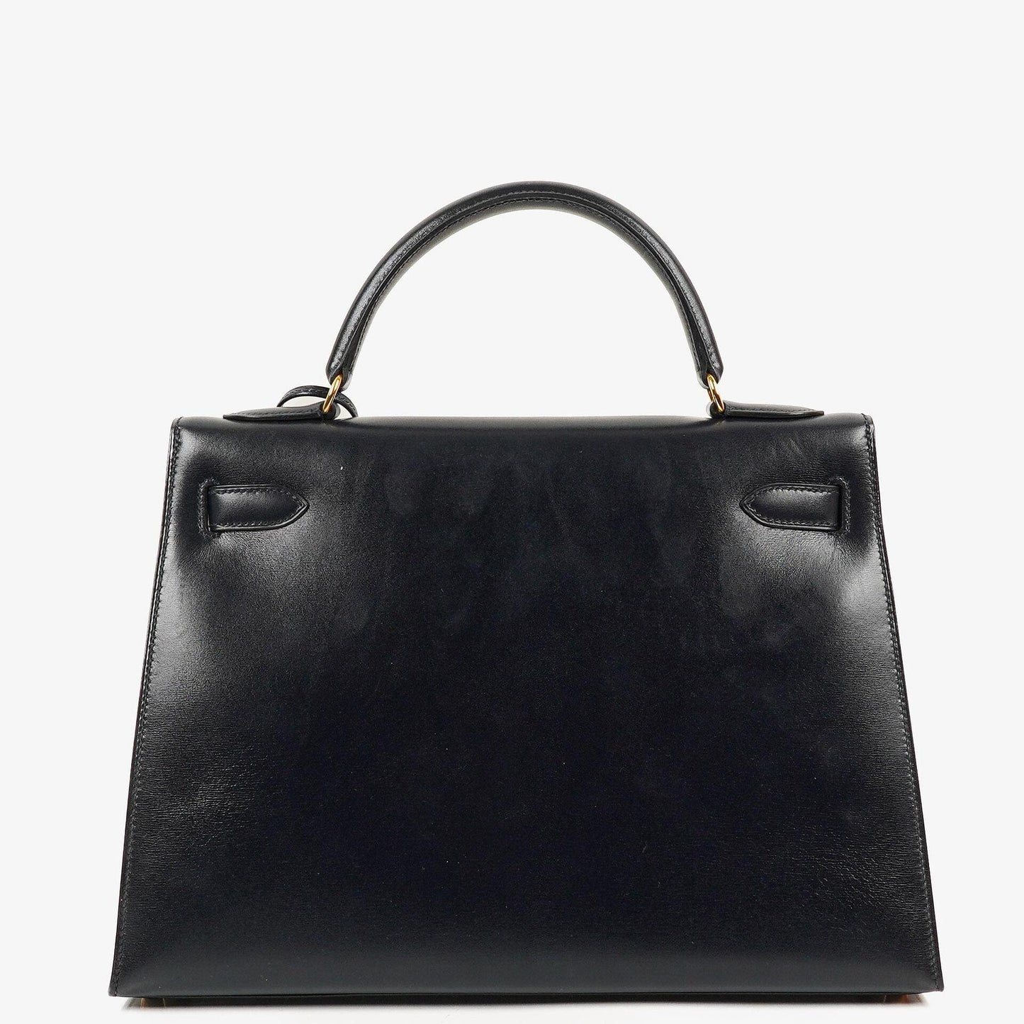 Hermès Kelly 32 Sellier Vintage Bleu Marine Box Kalb mit Goldbeschlägen 1995