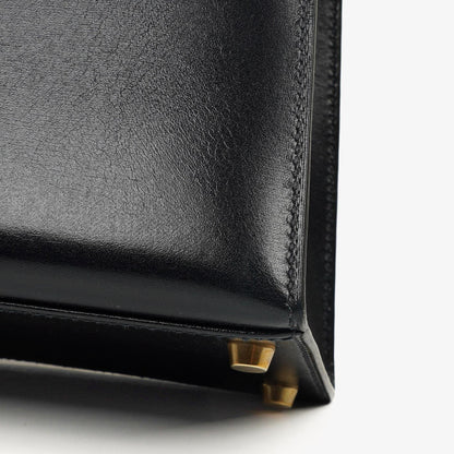 Hermès Kelly 32 Sellier Vintage Bleu Marine Box Kalb mit Goldbeschlägen 1995