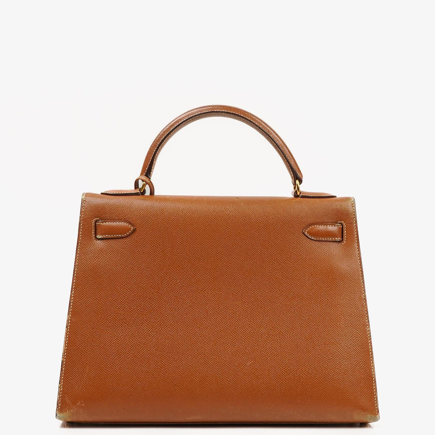 Hermès Kelly 32 Sellier Vintage aus Courchevel-Leder in Gold mit Goldbeschlägen, 1998