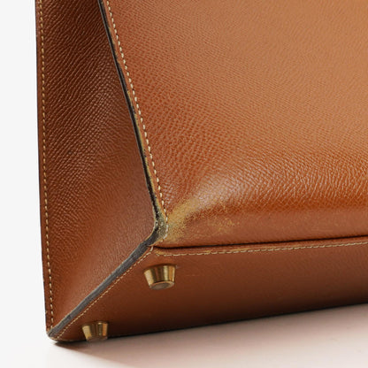 Hermès Kelly 32 Sellier Vintage aus Courchevel-Leder in Gold mit Goldbeschlägen, 1998