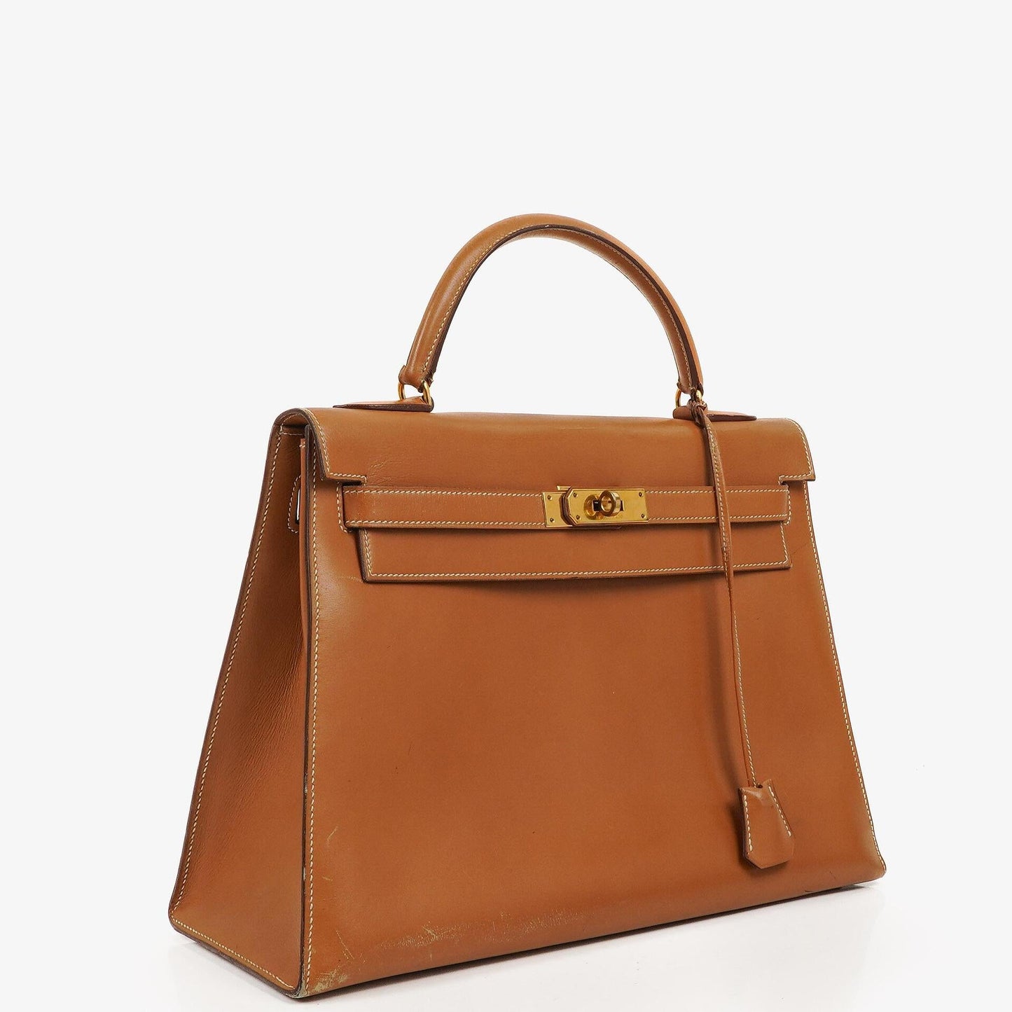 Hermès Kelly 32 Sellier Vintage in Natur Chamonix mit Goldbeschlägen, 1977