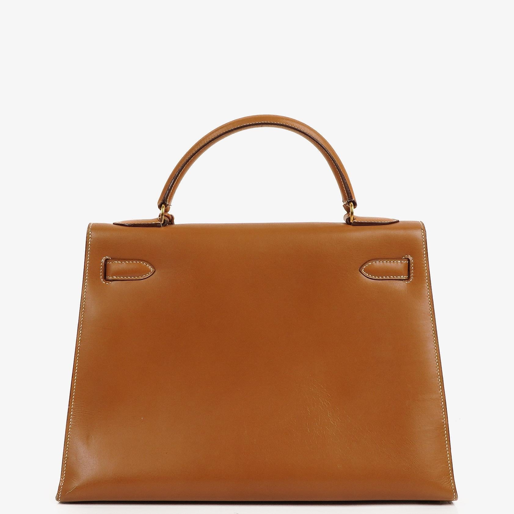 Hermès Kelly 32 Sellier Vintage in Natur Chamonix mit Goldbeschlägen, 1977