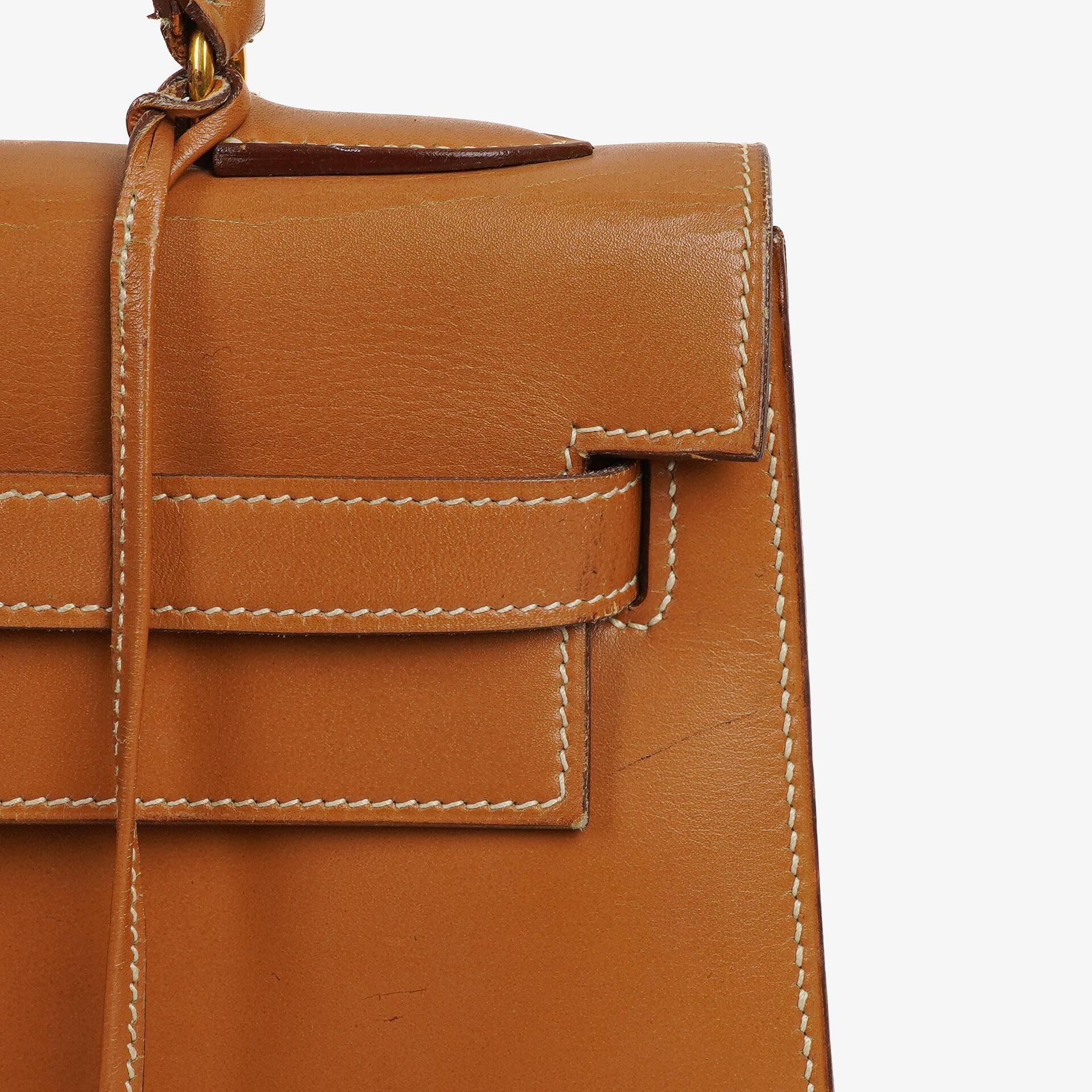 Hermès Kelly 32 Sellier Vintage in Natur Chamonix mit Goldbeschlägen, 1977