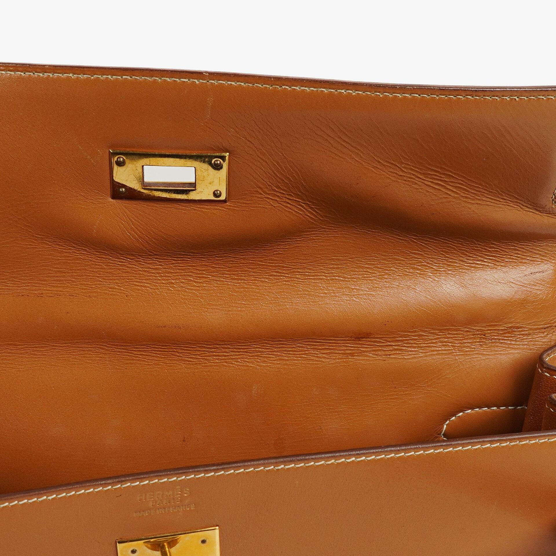 Hermès Kelly 32 Sellier Vintage in Natur Chamonix mit Goldbeschlägen, 1977