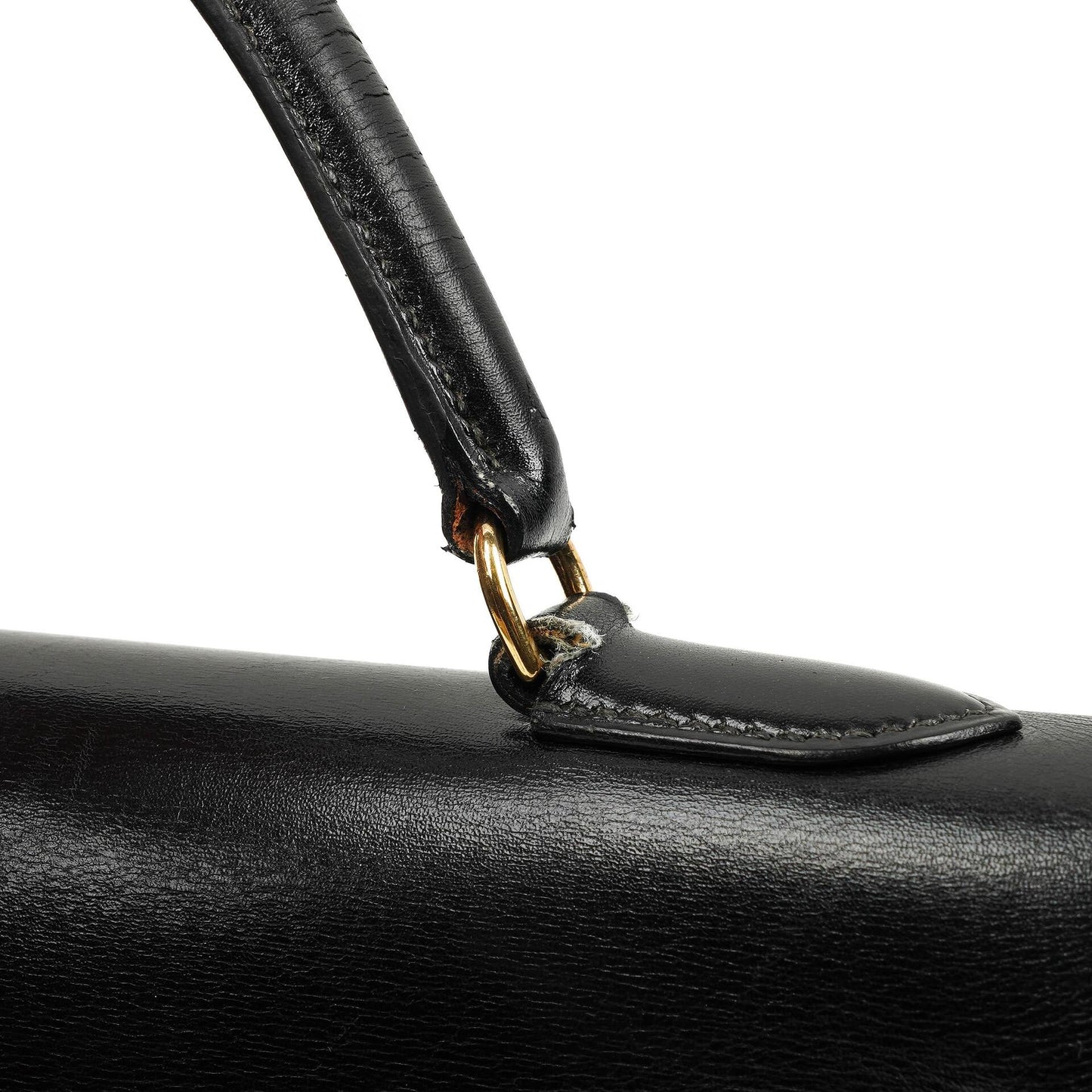 Hermes Kelly 32 Sellier Vintage Box Kalbsleder Schwarz mit Gold Hardware