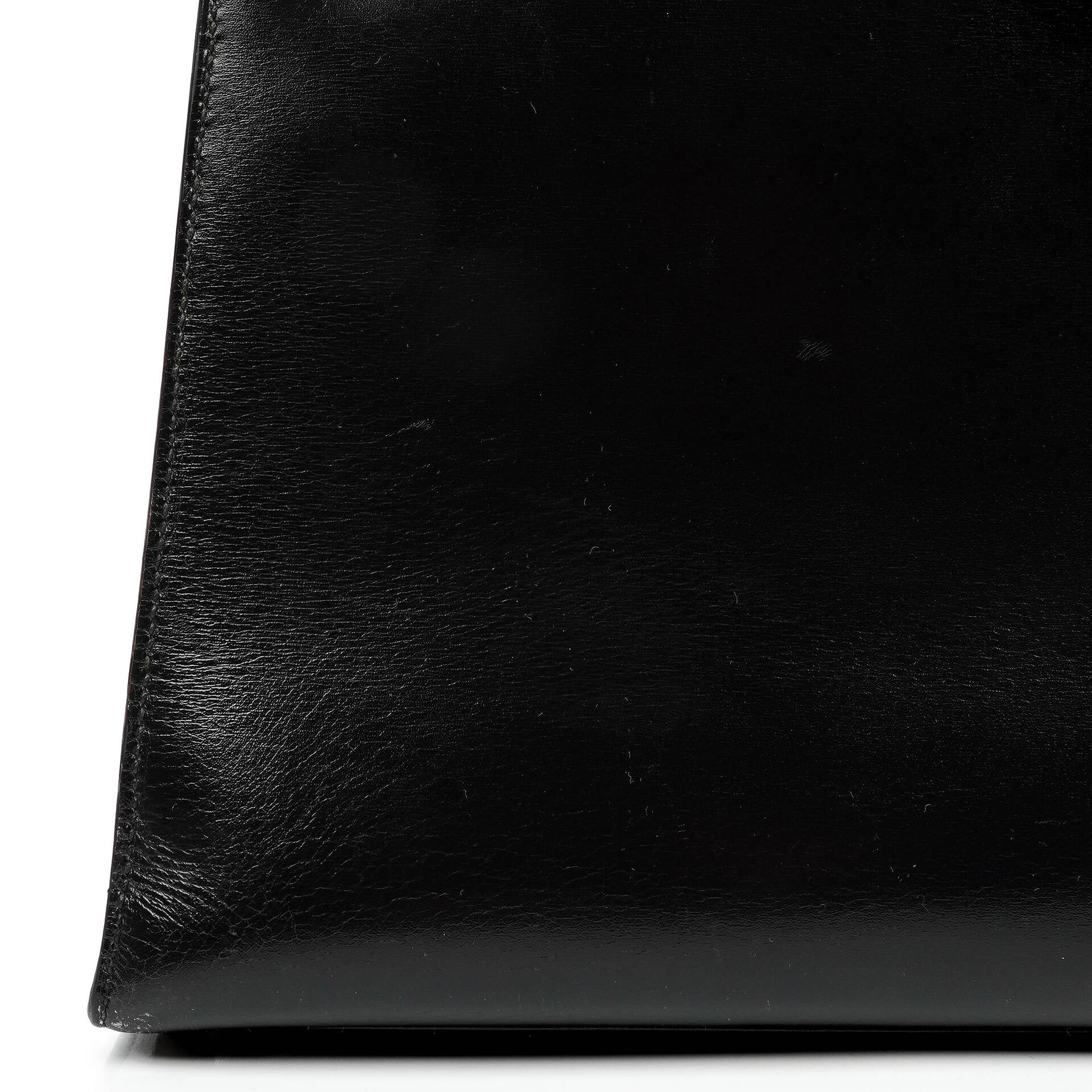 Hermes Kelly 32 Sellier Vintage Box Kalbsleder Schwarz mit Gold Hardware