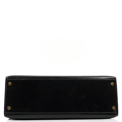 Hermes Kelly 32 Sellier Vintage Box Kalbsleder Schwarz mit Gold Hardware