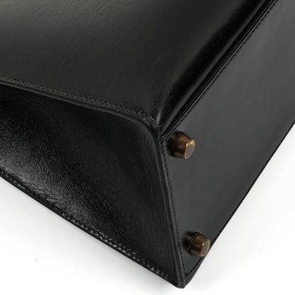 Hermes Kelly 32 Sellier Vintage Box Kalbsleder Schwarz mit Gold Hardware