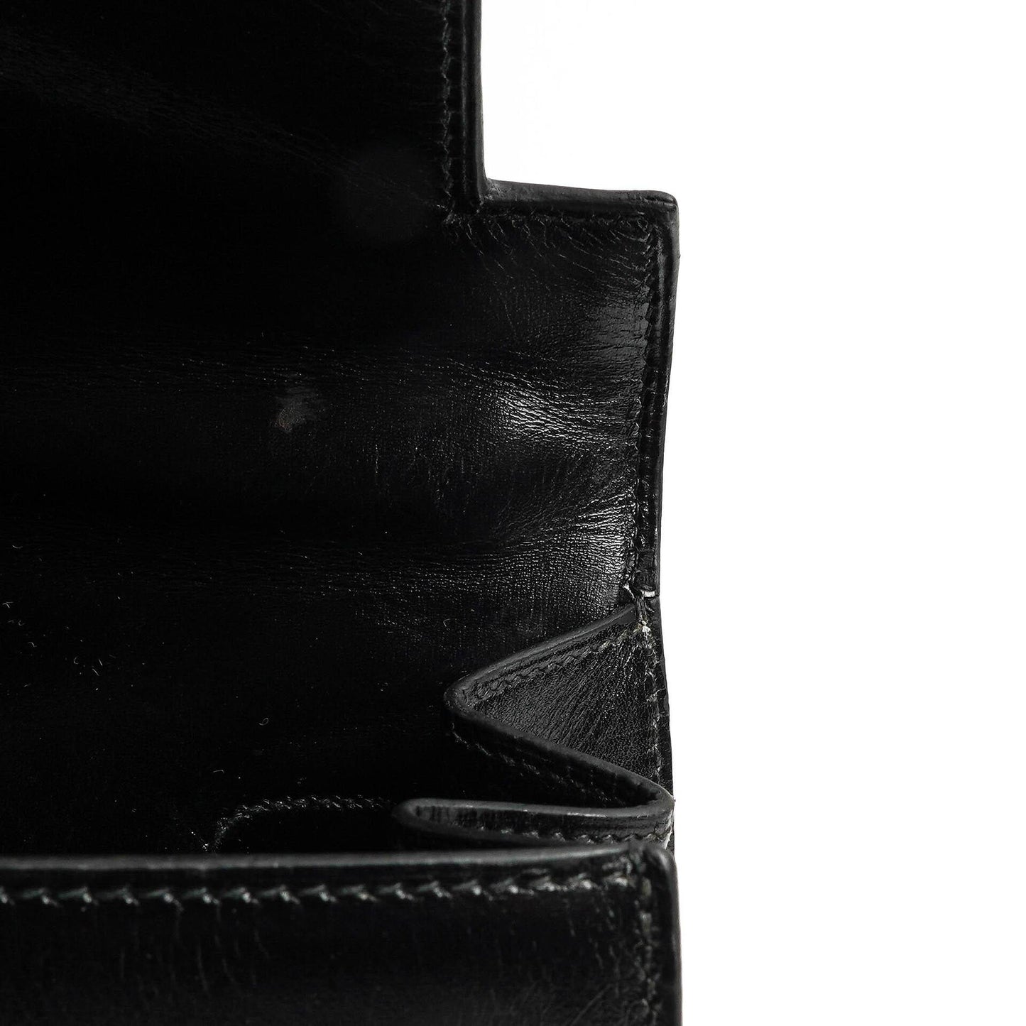 Hermes Kelly 32 Sellier Vintage Box Kalbsleder Schwarz mit Gold Hardware