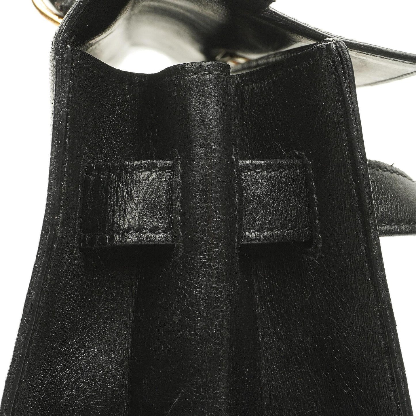Hermès Kelly 32 Vintage Sellier aus schwarzem Boxcalf mit goldfarbener Hardware, 1987