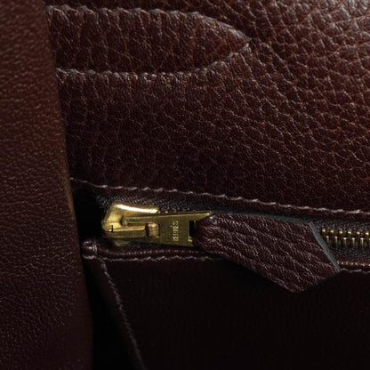 Hermès Kelly 35 Retourne Marron Fonce Fjord Leder mit Goldbeschlägen