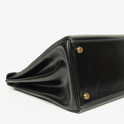 Hermes Kelly 35 Retourne Vintage Schwarzes Boxkalb Goldbeschläge, 1987