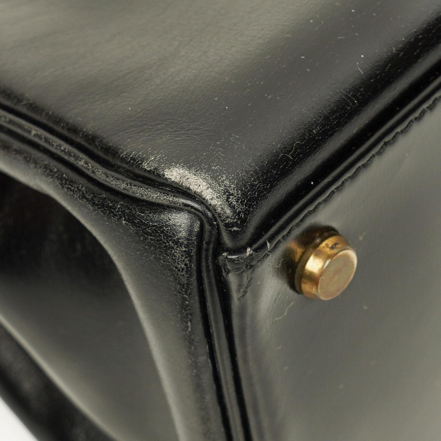 Hermes Kelly 35 Retourne Vintage Schwarzes Boxkalb Goldbeschläge, 1987