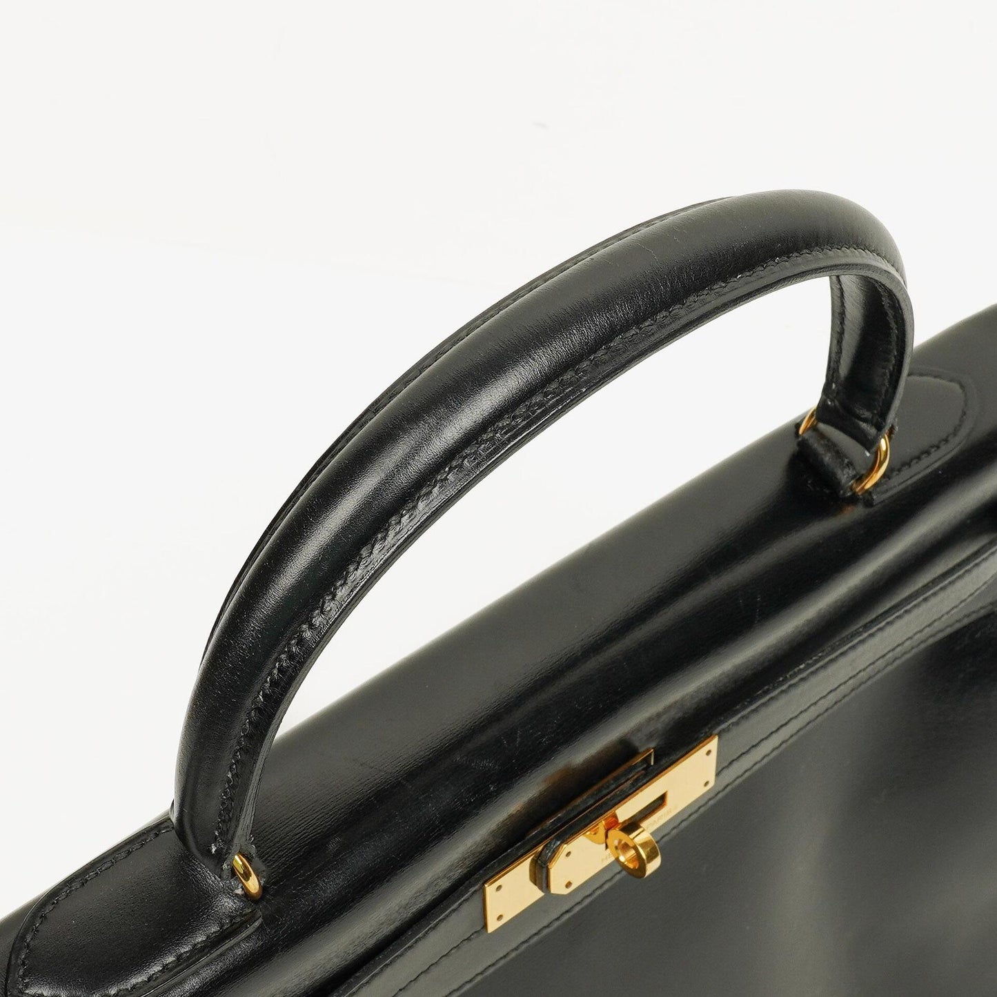 Hermes Kelly 35 Retourne Vintage Schwarzes Boxkalb Goldbeschläge, 1987