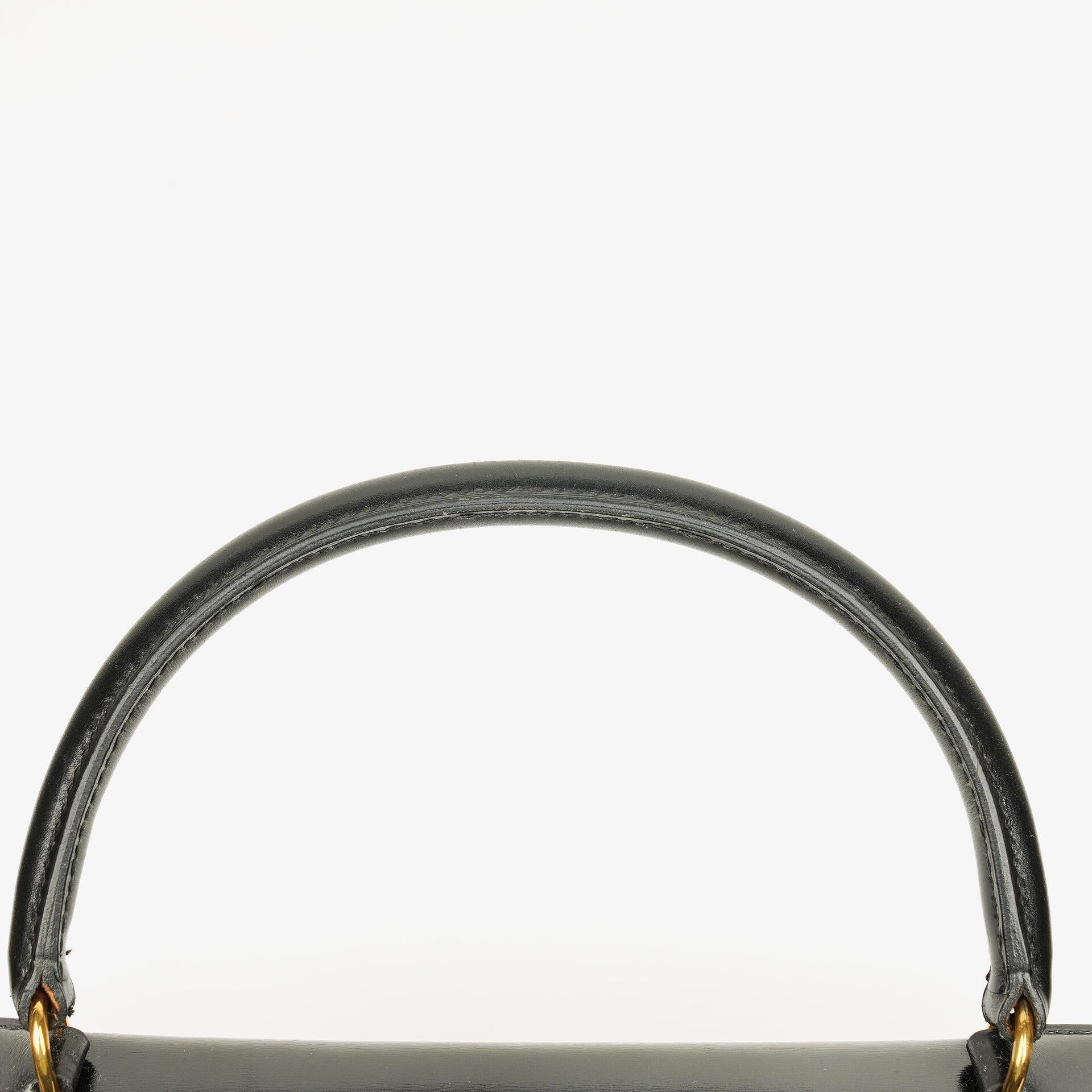 Hermes Kelly 35 Retourne Vintage Schwarzes Boxkalb Goldbeschläge, 1987