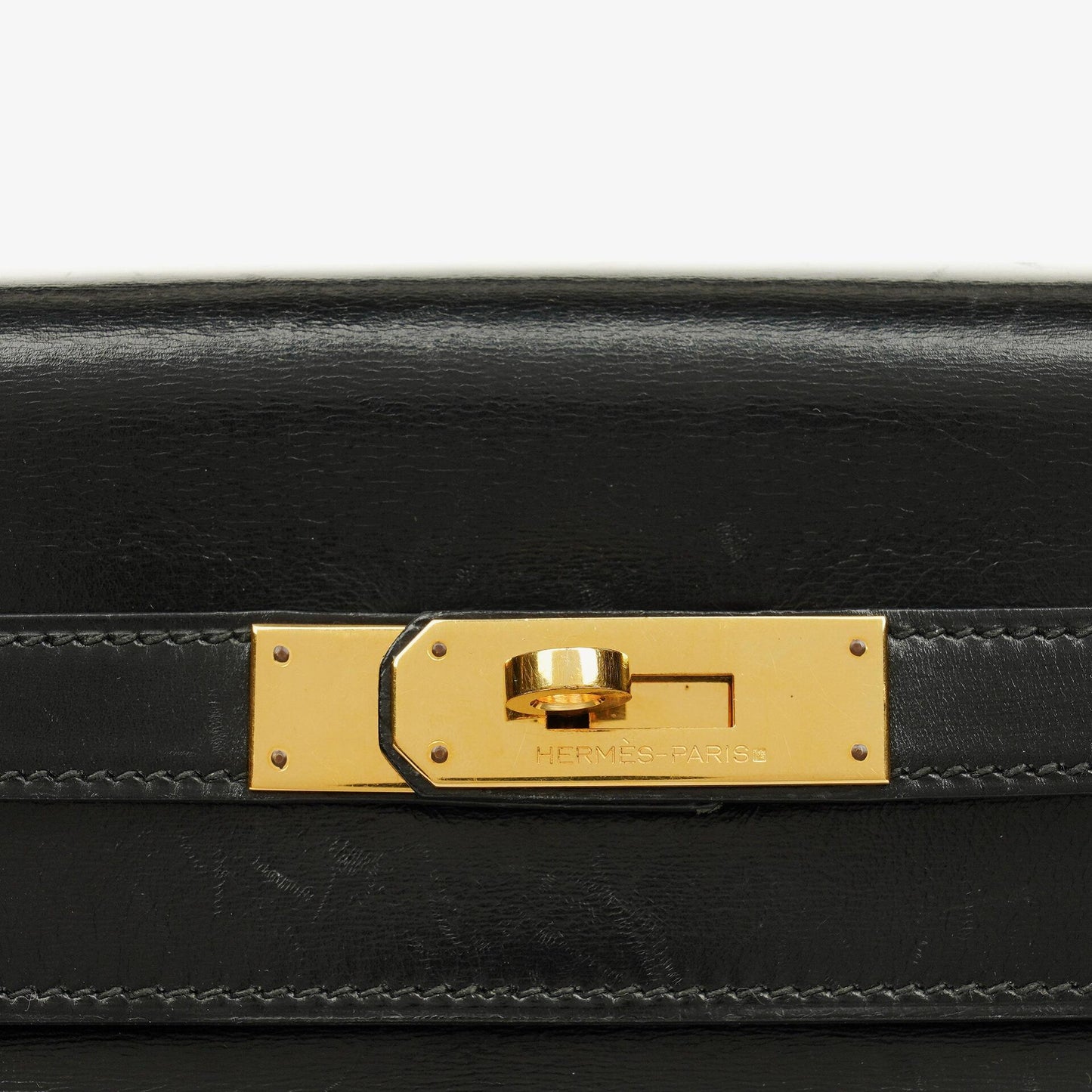 Hermes Kelly 35 Retourne Vintage Schwarzes Boxkalb Goldbeschläge, 1987