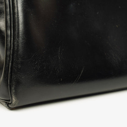 Hermes Kelly 35 Retourne Vintage Schwarzes Boxkalb Goldbeschläge, 1987