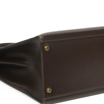 Hermès Kelly 35 Sellier aus braunem Boxkalbsleder und goldfarbener Hardware
