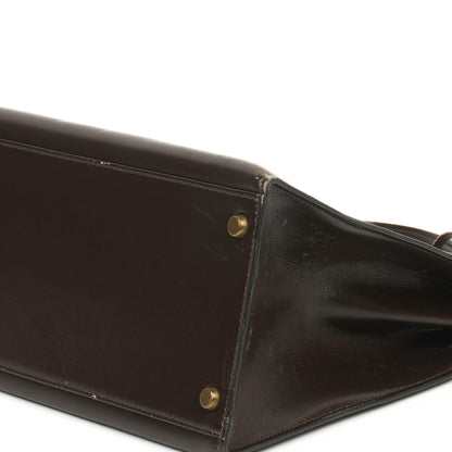 Hermès Kelly 35 Sellier aus braunem Boxkalbsleder und goldfarbener Hardware