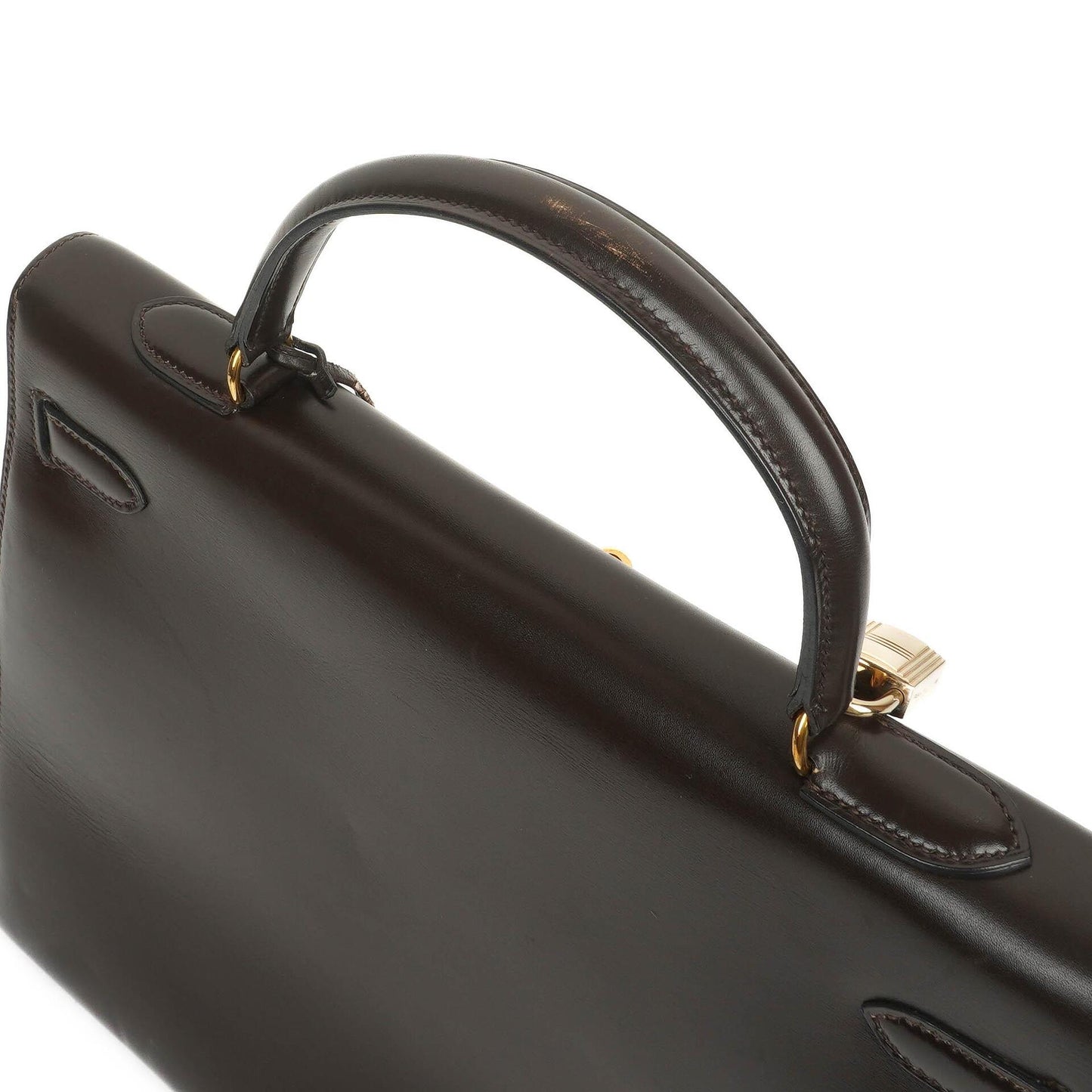 Hermès Kelly 35 Sellier aus braunem Boxkalbsleder und goldfarbener Hardware