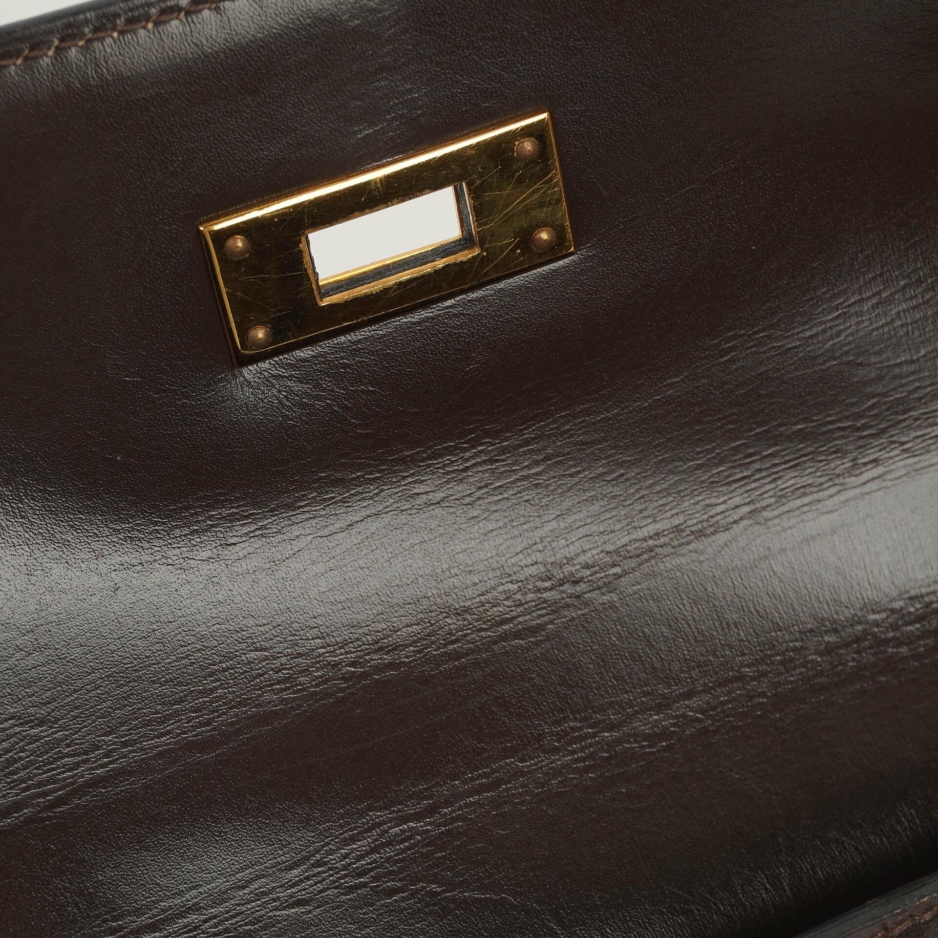 Hermès Kelly 35 Sellier aus braunem Boxkalbsleder und goldfarbener Hardware