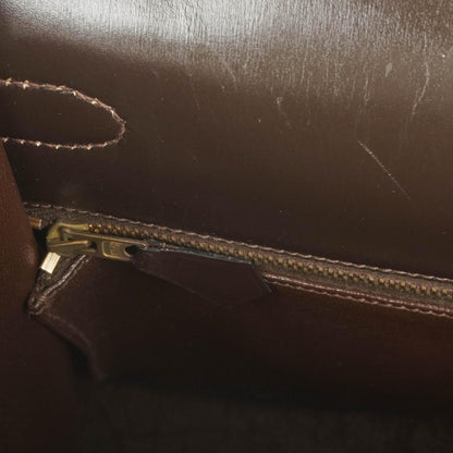 Hermès Kelly 35 Sellier aus braunem Boxkalbsleder und goldfarbener Hardware