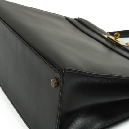 Hermes Kelly 35 Sellier Vintage Schwarzes Boxkalbsleder mit Goldbeschlägen, 1977