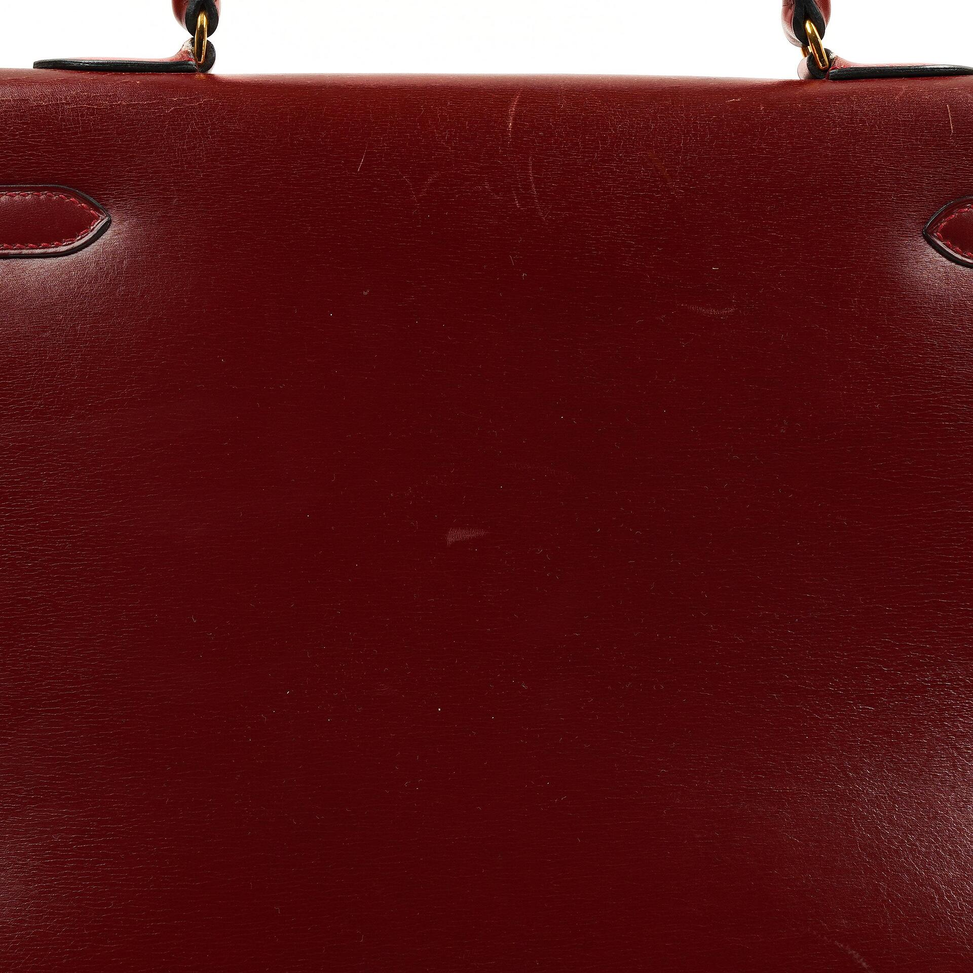 Hermès Kelly 35 Vintage Sellier Rouge H Box Kalbsleder Mit Gold Hardware, 1977