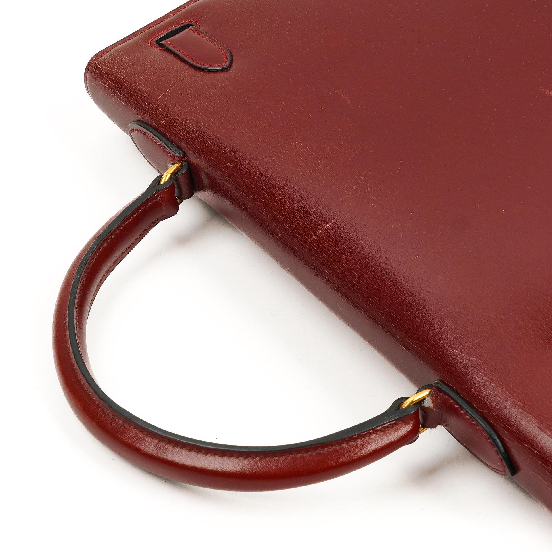 Hermès Kelly 35 Vintage Sellier Rouge H Box Kalbsleder Mit Gold Hardware, 1977