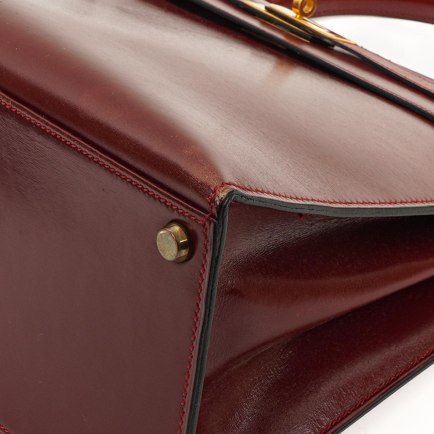 Hermès Kelly 35 Vintage Sellier Rouge H Box Kalbsleder Mit Gold Hardware, 1977