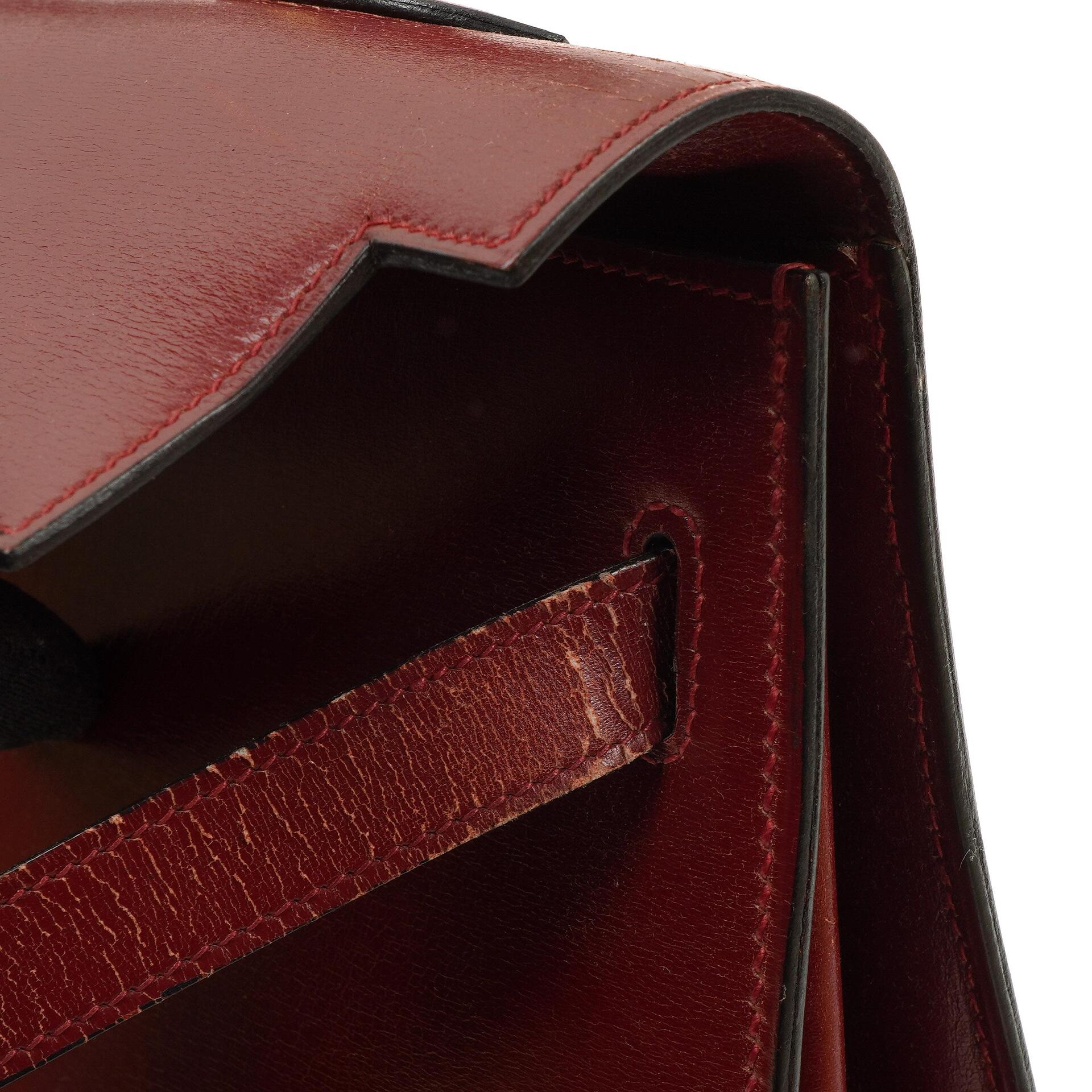 Hermès Kelly 35 Vintage Sellier Rouge H Box Kalbsleder Mit Gold Hardware, 1977