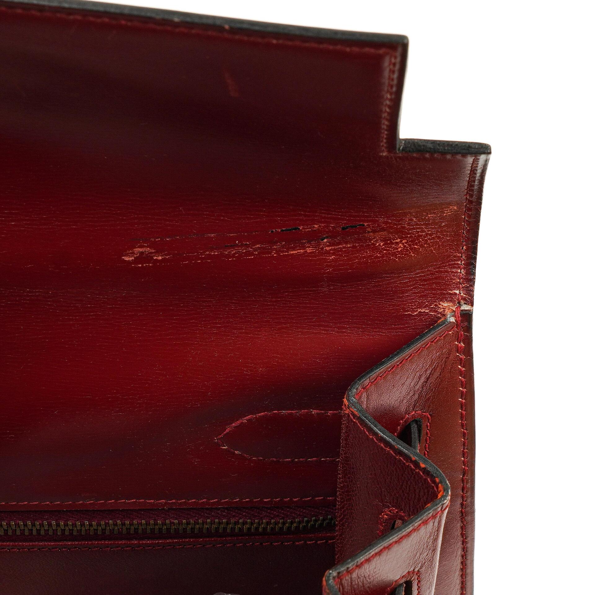 Hermès Kelly 35 Vintage Sellier Rouge H Box Kalbsleder Mit Gold Hardware, 1977