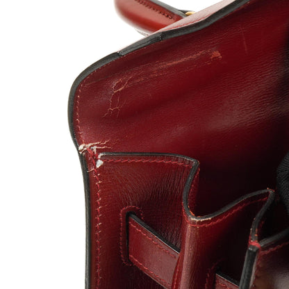 Hermès Kelly 35 Vintage Sellier Rouge H Box Kalbsleder Mit Gold Hardware, 1977