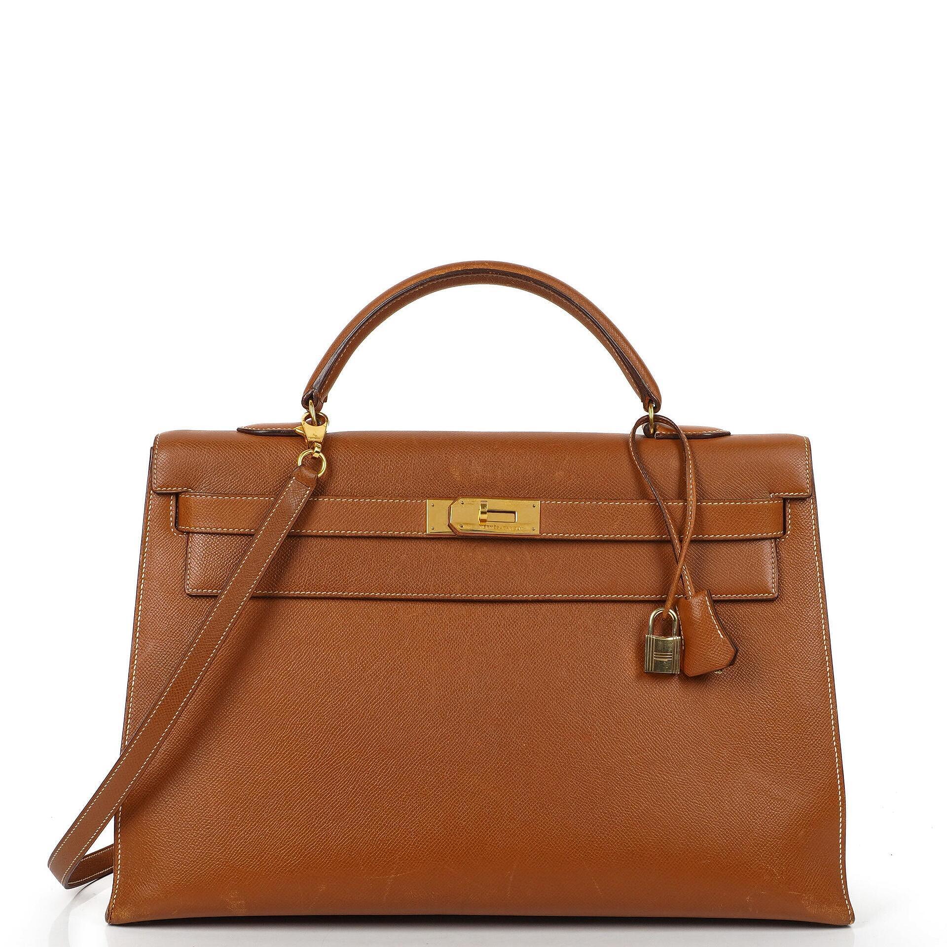 Hermes Kelly 40 Vintage Sellier Gold Courchevel mit goldenen Beschlägen
