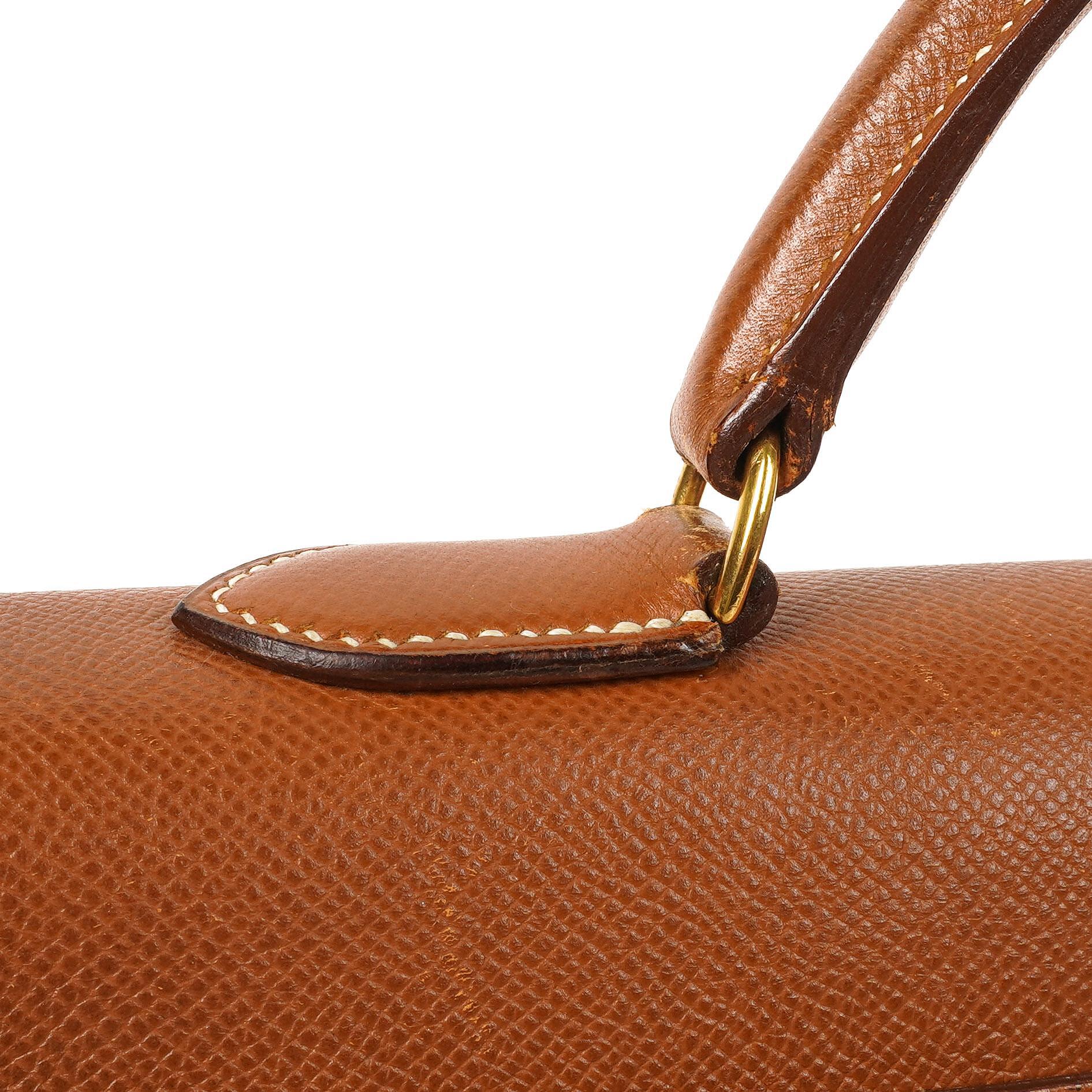 Hermes Kelly 40 Vintage Sellier Gold Courchevel mit goldenen Beschlägen