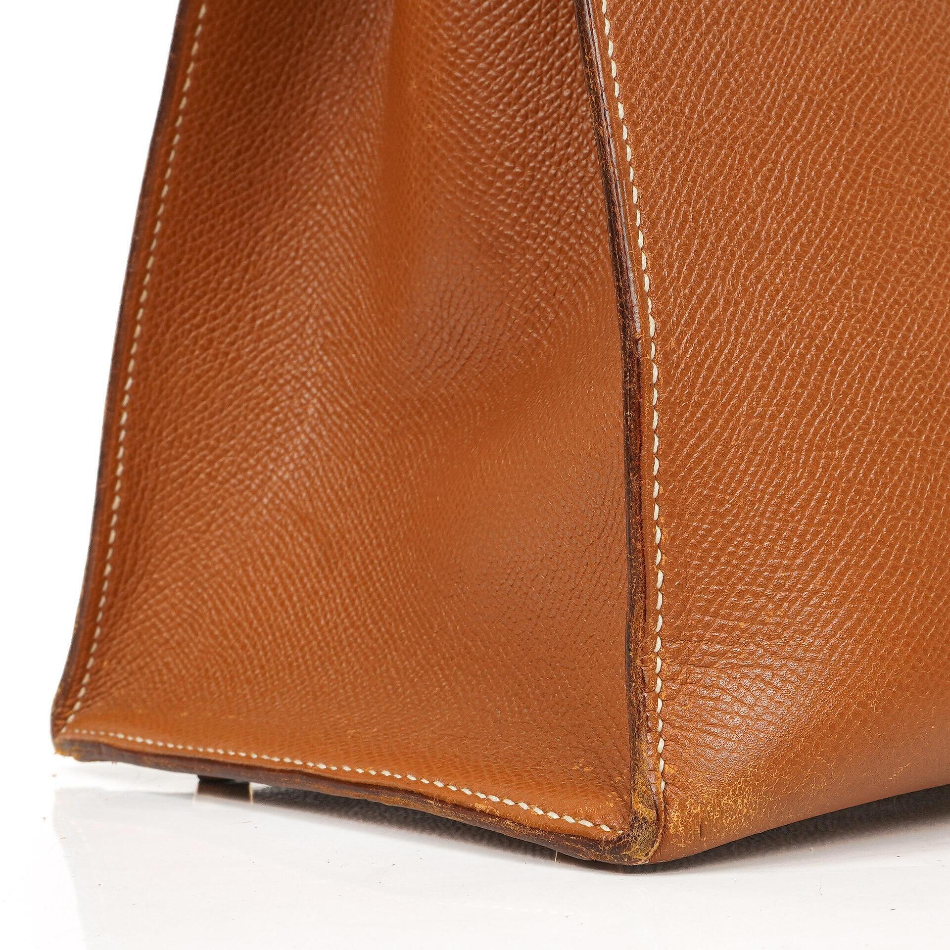 Hermes Kelly 40 Vintage Sellier Gold Courchevel mit goldenen Beschlägen
