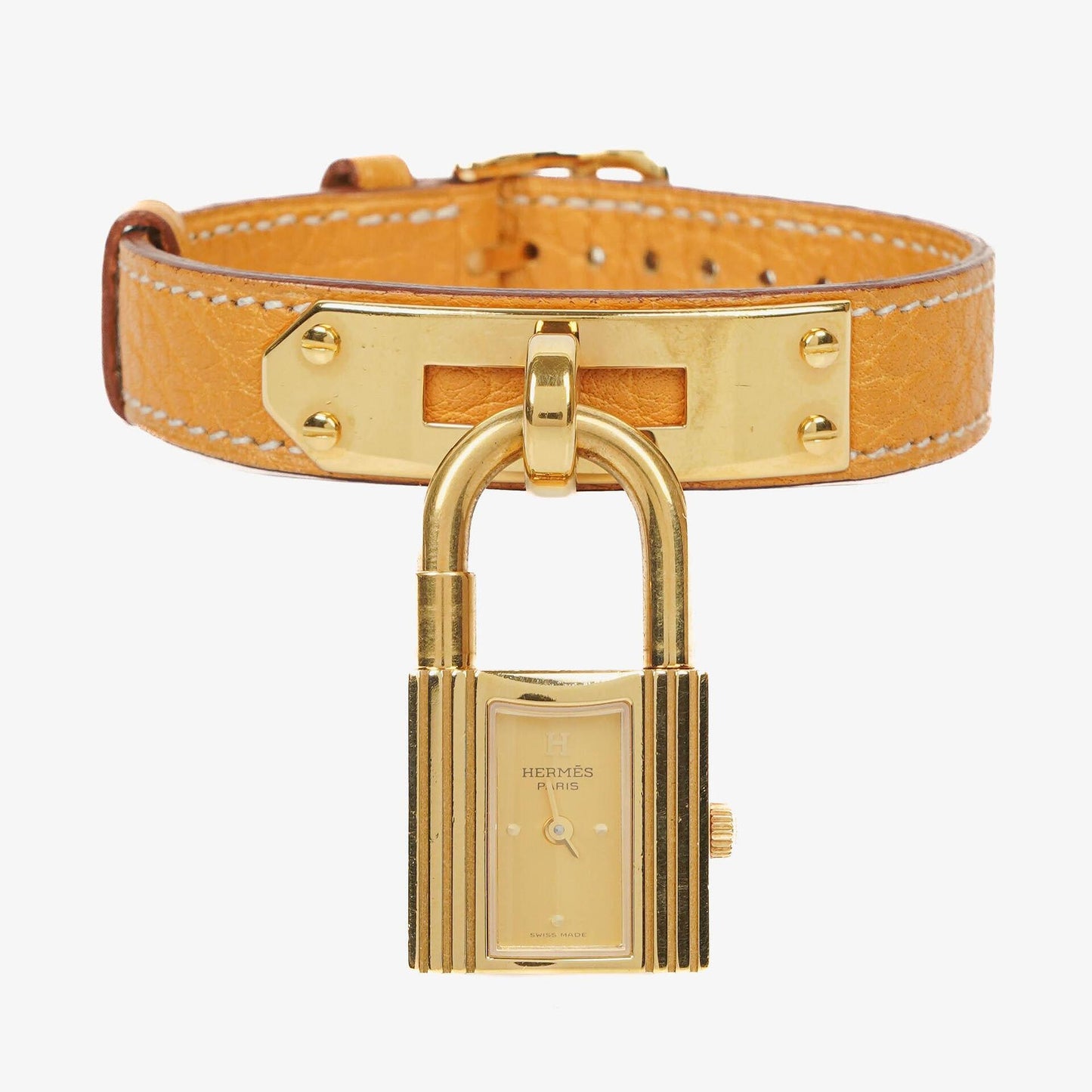 Hermès Kelly Uhr mit beigem Leder und Vergoldung