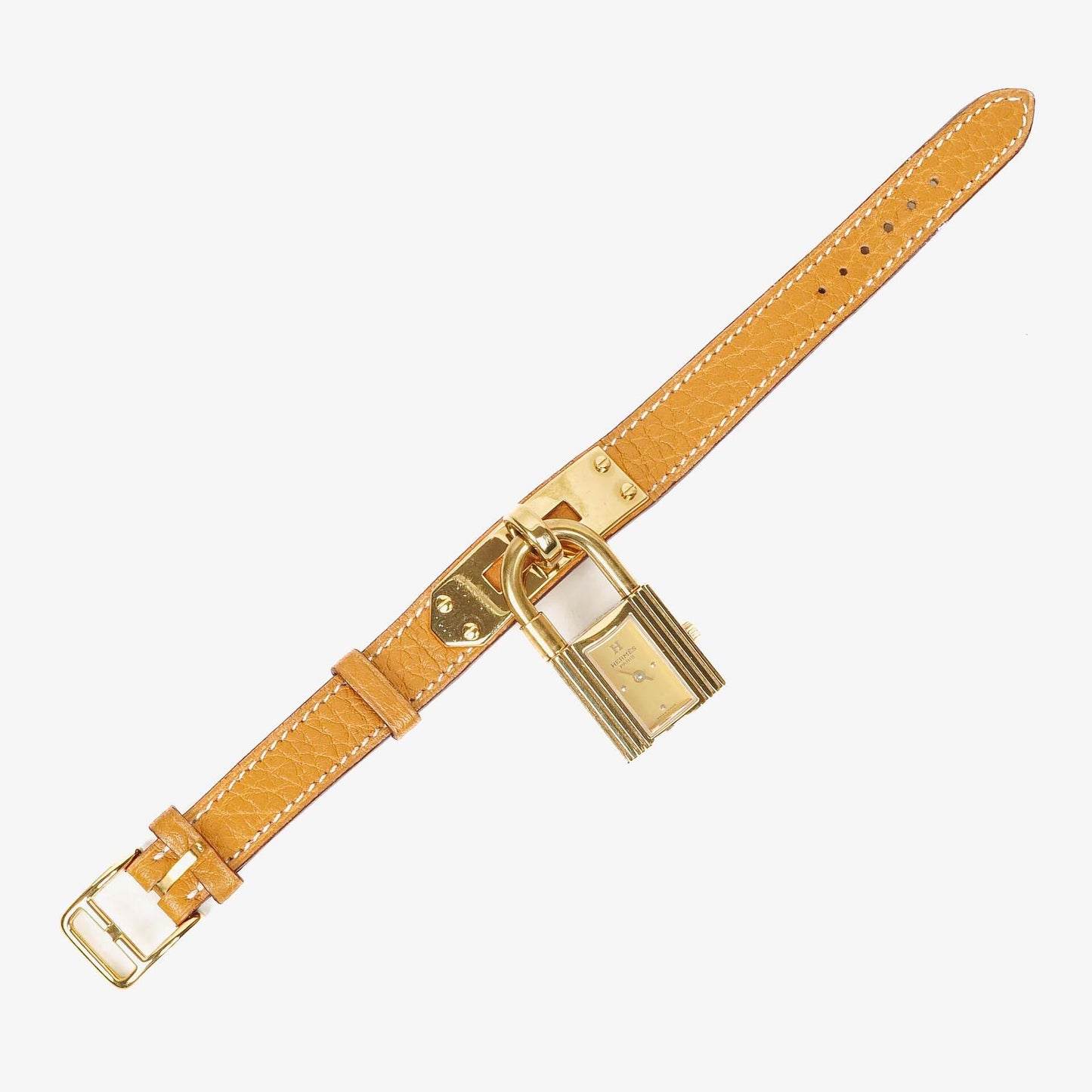 Hermès Kelly Uhr mit beigem Leder und Vergoldung
