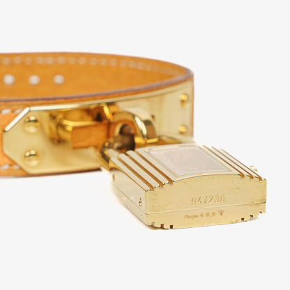 Hermès Kelly Uhr mit beigem Leder und Vergoldung
