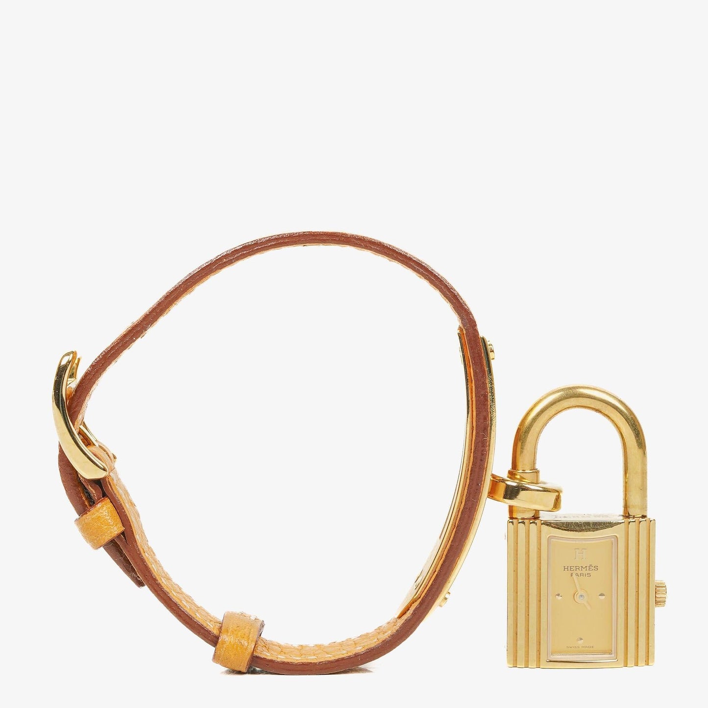 Hermès Kelly Uhr mit beigem Leder und Vergoldung