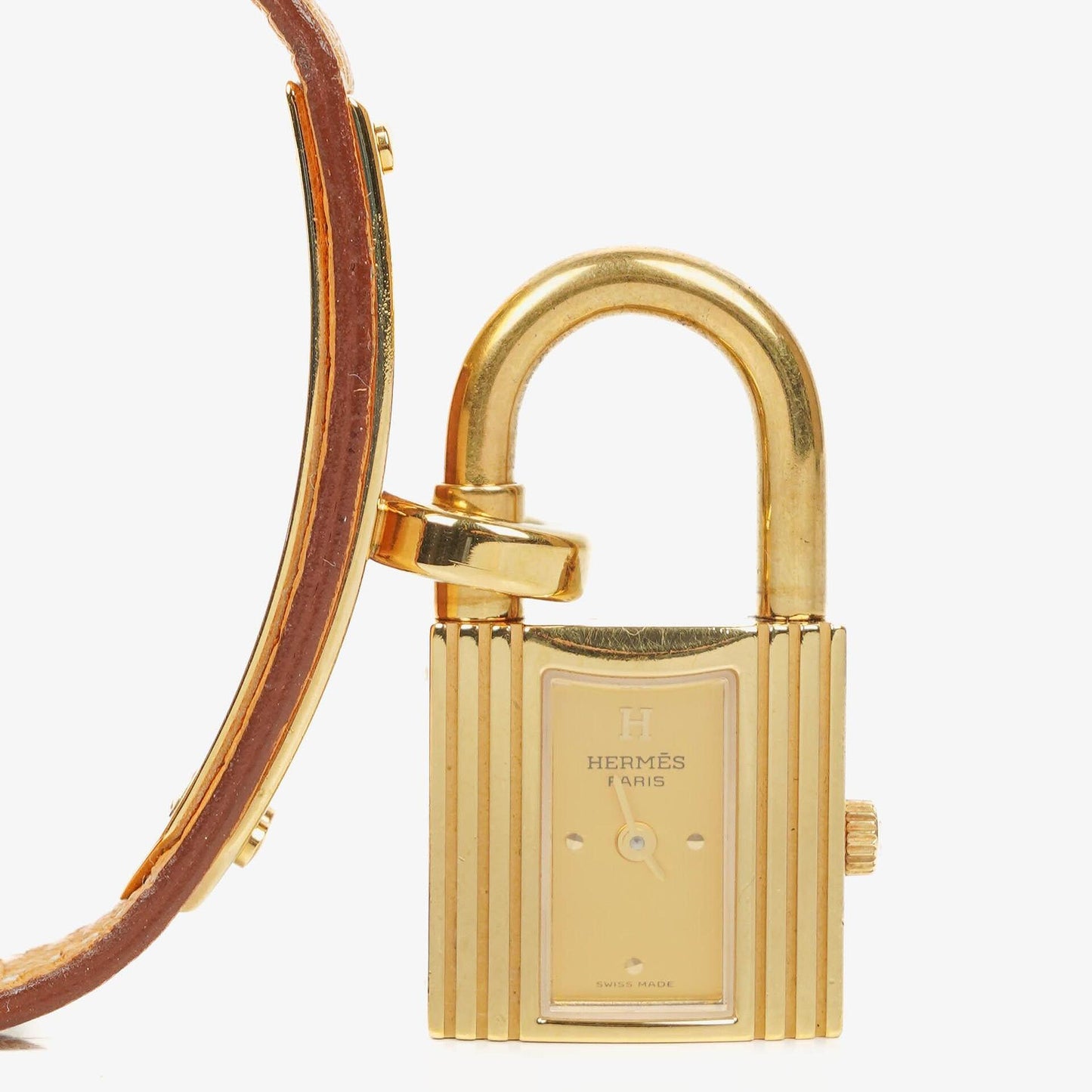 Hermès Kelly Uhr mit beigem Leder und Vergoldung